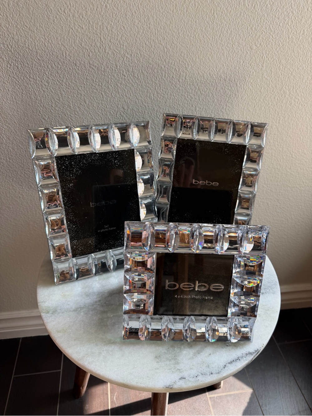 bebe Crystal Accent Photo Frame - Clear Faceted Border - set of 3